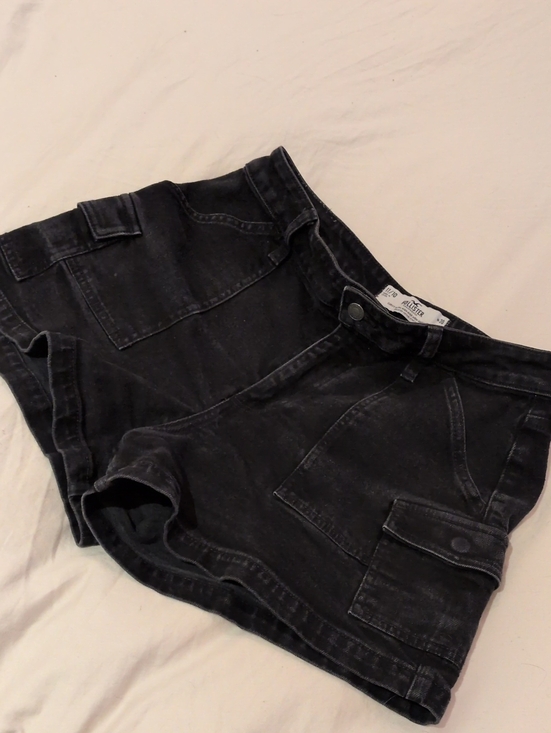 Hollister Pants - Hollister Washed Black Cargo Denim Shorts